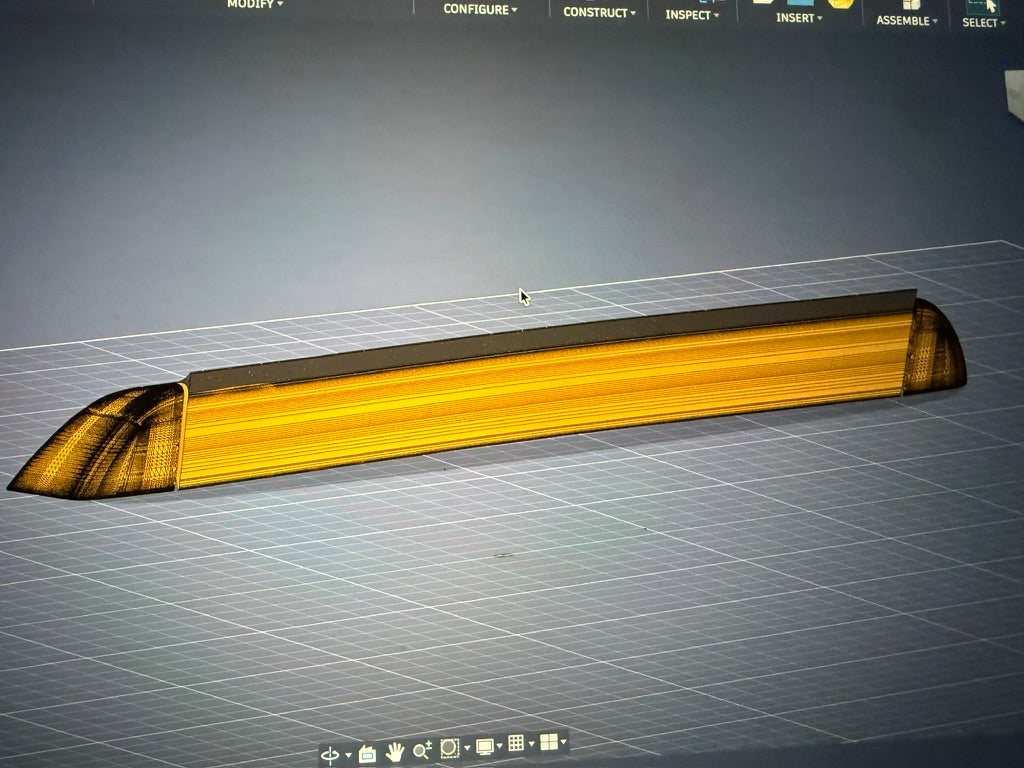 R129 rear high lift AMG duck spoiler - 3D CAD render, side profile view