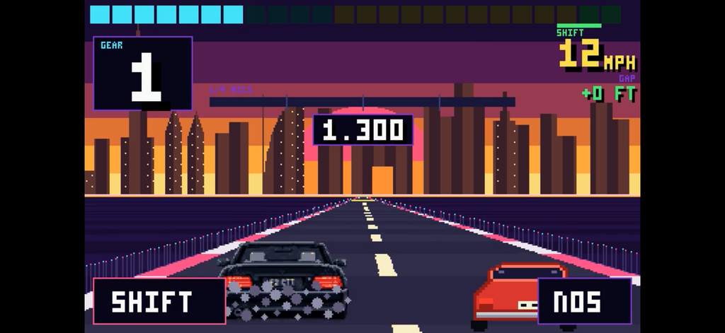 Dashboard retro arcade computer R129 DRIFT game screen